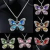 Collane con ciondolo New Mticolor Crystal Butterfly Collana Sier Shiny Catene con ciondolo Gioielli Donna Drop Delivery Collane Pendenti Dh3U7