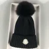 2022 Designer Winter Gestrickte Beanie Wollmütze Frauen Grobstrick Dicke Warme Kunstpelz Pom Beanies Hüte Weibliche Bonnet Beanie Caps 10 Farben