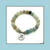 Bedelarmbanden Bedelarmbanden Matte Amazoniet Steen Strandarmband Yoga Chakra Mala Ohm Lotus Vrouwen Mannen Kralen Handgemaakte Sieraden2321