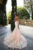 Sexy Mermaid Wedding Dresses Tulle Lace Appliques Crystal Beaded Diamond Bridal Gowns Custom Size 403