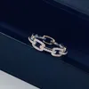 925 Sterling Silver Chain Link Ring CZ Diamond Wedding Finger Rings Hop Hip Fashion Sieraden Gift voor Women260P