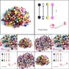 Dil Yüzükler 100 PCS Mix Style Barbell Bar Dil Delme Halkaları Moda Paslanmaz Çelik Karışık Şeker Renkleri Erkek Kadın Vücut Takı Dr Dhoit