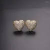 Stud -oorbellen mode zilveren kleur gouden hartvorm voor vrouwen vintage kubieke zirconia meisjes piercing sieraden cz bijoux cadeau