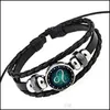 Charm armband horoskop tecken charm armband väv mtilayer wrap glas cabochon armband armband manschettknappar kvinnor barn fas dhbst