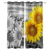 Cortina de girasoles, cortinas de ventana de papel, persianas para baño, cortinas interiores para exteriores, paneles con tratamiento de ojales