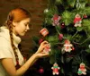 12pcs zencefilli kurabiye adam Noel ağacı için süsler çeşitli plastik zencefilli figürinler asılı süslemeler 3 inç boyunda