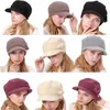 Visir Slouch Caps varmare hattar päls toppade hatten hålla varm mössa tillägg fodrad kvinnor höst vinter baskerbönor