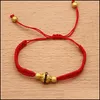 Pulseras con dijes Pulseras con dijes Pulsera de cuerda roja hecha a mano Pulsera unisex Oro Negro Pixiu Riqueza y buena suerte Regalo de joyería para mujer Dh9Tz