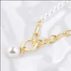 Chokers Vintage Pearls Chain Chaker Colares para mulheres joias de estilo barroco de tr￪s camadas de pingente de p￩rolas de p￩rolas de p￪los dhcmp