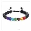 Kralen 7 chakra lava genezing nce kralen streng charme armbanden kralen stenen weven touw armband vrouwen mannen yoga sieraden drop schip deli dhaml