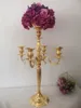 Ouro 5 cabe￧as Crystal Party Decoration Candelabra Candled Hedding Centerpiece Centro
