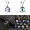 Hangende kettingen dubbele ster hemel ketting universum glazen cabochon kettingen hangers mode sieraden wil en zand drop ship dhfx9