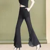 Pantalon Femme Capris Sexy Évasé Femmes Glace Soie Flare Leggings En Mousseline De Soie Noir Cloche Femme Trendeez Mode Fluide Long Tulle Pantalon Casual Y2211