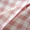 Herren-Nachtwäsche Pyjamas Männer Reine Baumwolle Plaid Pijama Frauen Sommer Kurzarm Lange Hosen Startseite Anzüge Paare Schlafen Lounge Nachtwäsche Geschenke