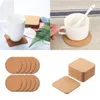Table Mats 5/10PCS Natural Round Wooden Square Slip Slice Cup Mat Tableware Drinks Holder Coffee Decor Durable Pad
