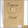 Collane con ciondolo Segni zodiacali Simbolo Lettera Collana con ciondolo Set per le donne 12 Costellazioni Catena a tre strati con clavicola Girocollo Dhgnt