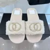 Designer luxe wollen bont slippers dames winter warme slides sandalen lange pluche harige slippers