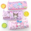 Sanrios Cinnamonroll Kuromi Kitty Cartoon Double Camada Caso L￡pis Caixa Viagem Bolsa de Armazenamento Z￭per Presente Estacion￡rio da bolsa