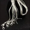 Цепочки 1 2 мм из стерлингового серебра 925 пробы с покрытием гладкие змеиные цепочки женские ожерелья размер ювелирных изделий 16 18 20 22 24 26 28 30 дюймов оптовая продажа Drop D Dhdfw020