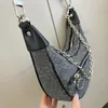 Designer Loop Bag Women Handbag Purse ￤kta l￤derkedja Crossbody Bags Fashion Shoulder Lady Denim Tote 23cm