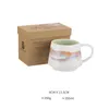 Mugs 350ML Creativity Chinese Ink Ceramic Mug Cute Cartoon Applique Cherry Flower Water Cup Coffee Milk Tea Cups Gift Box