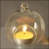 Держатели свечей 100 мм романтические висящие висящие держатели Tealight Glass Globes Terrarium Свадебная свеча свеча ваза дома эль -бар