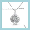 Pendentif Colliers En Acier Inoxydable Vierge Marie Pendentifs Collier Avec Chaîne En Or Sier Pour Hommes Pièce Ronde Jésus Christ Bijoux Wholesa Dh4Lo