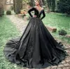 Abito da sposa vintage Black Gothic Forest 2023 Sheer Neck manica lunga Appliqued Swee Train Abiti da sposa Vestidos De Novia Mariage