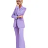 Elegant Purple Women Trousers Suits 2 Pieces Slim Fit High Waist Prom Evening Party Wear Blazer Sets