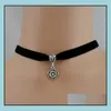 Chokers Necklaces Simple Veet Tattoo Choker Necklace Charm Anchor Cross Pendants For Women Black Lace Chokers Gothic Jewelry Drop Del Dh5Cl