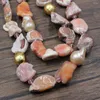 Collier ras du cou GuaiGuai, bijoux 2 brins, Agate rose Rare du Botswana, pépite de forme libre, collier de perles Keshi d'eau douce