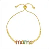 Bedelarmbanden hart moeder mama charm diamanten armbanden 18k gouden pl verstelbare armband voor vrouwen mode sieraden moeder geschenk zal een dhl6f