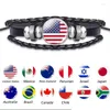 Braccialetti con ciondoli Braccialetti con ciondoli Bracciale in pelle con bandiera Australia Usa Brasile Cile Israele Perù Zelanda Canada Gioielli dell'Europa orientale M Dh31T