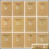 Pendant Necklaces 3D Image Zodiac Sign Pendant Necklace Round Circle 12 Constellations Clavicle Chain Necklaces With Card Pack Drop Dhmac