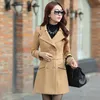 Women's Wool Blends Korean Coat Fashion Woolen Overcoat Women Slim With Belt Meidum Long Casual Spring Autumn Coats Femme Casaco 221110