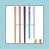 Chopsticks Glossy Titanium Plated Chopsticks Anti Scalting Highgrad 304 Rostfritt st￥l Rainbow Golden Black Square Drop Delivery H DH3FM
