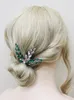 Cabeças de cabeceiras boêmios Emerald Green Hair Pins Fades Rhinestone Mulheres Meninas Acessórios de casamento para cocar