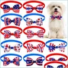 Hundkläder Dog Apparel Accessory 12 Designs Independence Day Pet Bow Tie Patriotic Cat Justerbar Star and Stripes Collar 4th of Jy Dhya1