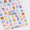 10 Pcs Wholesale 3D Colorful Bear Embossed Nail Stickers Kids DIY Matte Design Winter Charm Floral Manicure Slider Applique