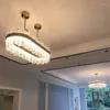 Chandeliers FKL Modern Luxury Crystal Chandelier Gold Light Living Room LED Lamp Simple Household Round/Rectangular Dining Decorative