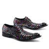 영국 패션 메탈 뾰족한 발가락 스트라이프 정품 가죽 남성 드레스 신발 사업 공식 브로그 신발 남자 옥스포드 신발