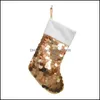 Christmas Decorations Sequin Christmas Socks Merry Gift Candy Storage Bag Pink Red Green Gold 19 Inches Xmas Decorative Stocking Dro Dhjp6