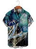 Chemises décontractées pour hommes Chemise hawaïenne Belle impression de méduses Confortable à manches courtes Hommes Femmes Plage Un seul bouton Respirant Vacances