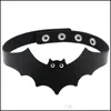 Chokers Fashion Jewelry Accessories Pu Leather Bat Wings Choker Halsband för barn Parälskare Maxi Statement Halloween Black R DHP1Z