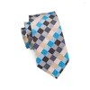 Bow Ties 2022 Fashion Multi-Color Plaid Tie Hanky Cufflinks Silk Neckties For Men Formal Business Wedding Party 8.5cm Width C-275