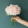 Decorative Flowers 5 Branch Peony Bunch Silk Bouquet For Wedding Decoration Bridal Holding Home Artificial