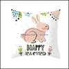 Pillow Case Easter Pattern Pillow Case Rabbit Egg Bunny Cushion Er 18X18 Inches Mti Design Drop Delivery Home Garden Textiles Beddin Dhlae