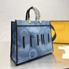 TOTES Tasarımcı Denim Sunshine Tote Çanta Kadınlar Sert Hle Hle Hbag Büyük Alışveriş Çanta Crobody Omuz S Altın Donanım Moda Mektubu Plajı