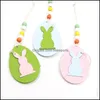 Andere feestelijke feestbenodigdheden Pasen houten hangende hanger vaste kleur ei konijn gevormd ornament huizendecoratie 6pcs/tas drop de dh4dk