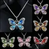 Collane con ciondolo New Mticolor Crystal Butterfly Collana Sier Shiny Catene con ciondolo Gioielli Donna Drop Delivery Collane Pendenti Dh3U7